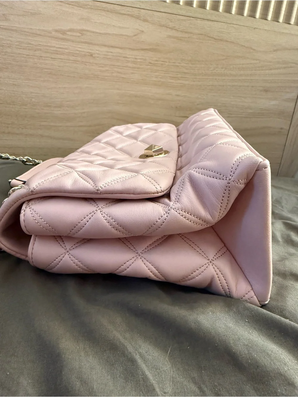 kate spade Quilted Pink Shoulder Bag with Gold Chain